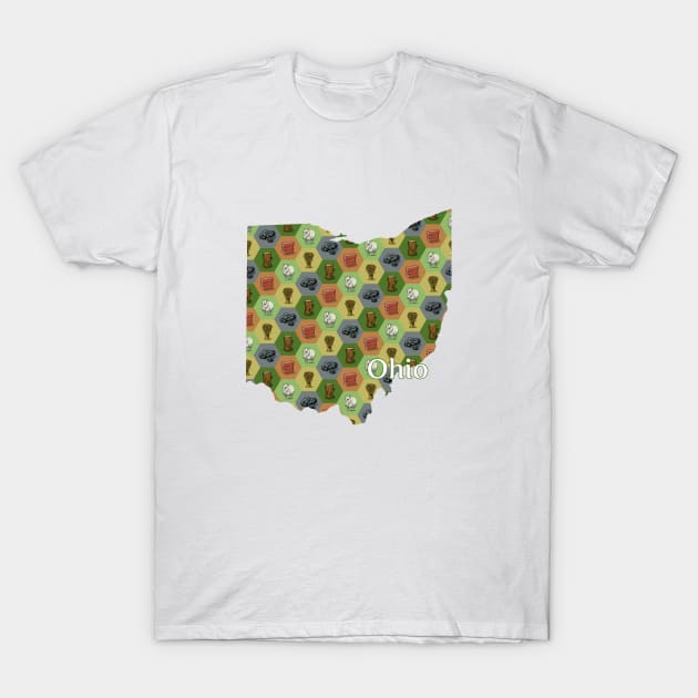 Ohio State Map Board Games T-Shirt by adamkenney